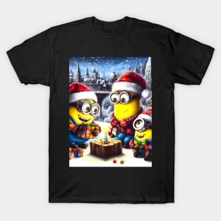 Merry Minions: Festive Christmas Art Prints Featuring Whimsical Minion Designs for a Joyful Holiday Celebration! T-Shirt